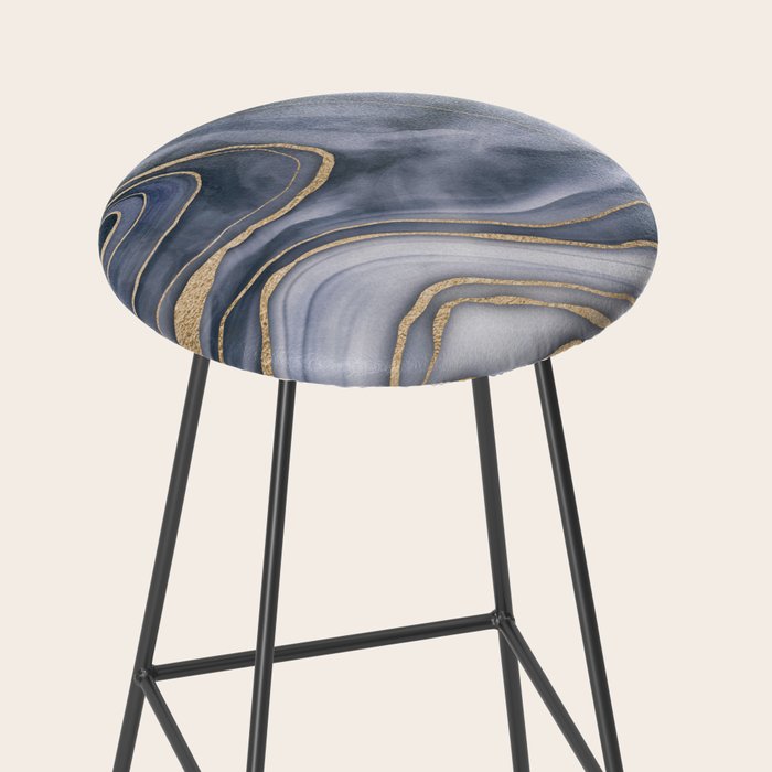 Elegant Marble Reverie Navy Gold Stool Gallery Image 2