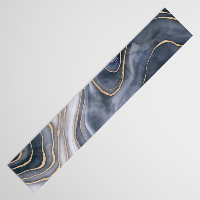 Elegant Marble Reverie Navy Gold Table Runner Gallery Image 3