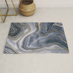 Elegant Marble Reverie Navy Gold Rug Gallery Image 1