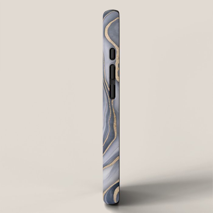 Elegant Marble Reverie Navy Gold iPhone Case Gallery Image 2