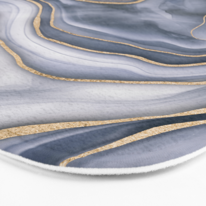Elegant Marble Reverie Navy Gold Bath Mat Gallery Image 3