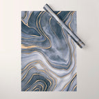 Elegant Marble Reverie Navy Gold Wrapping Paper Gallery Image 1