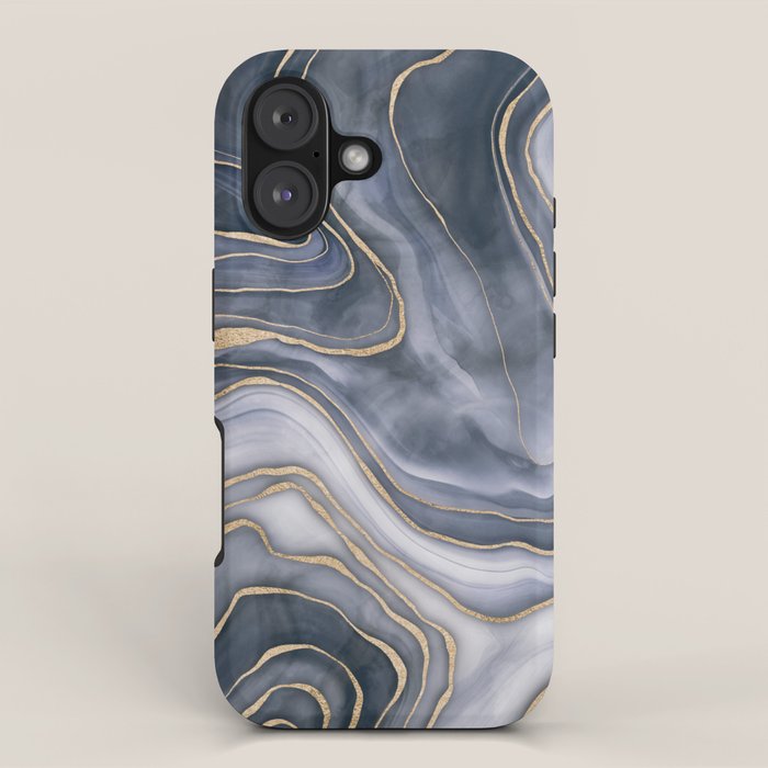 Elegant Marble Reverie Navy Gold iPhone Case Gallery Image 1