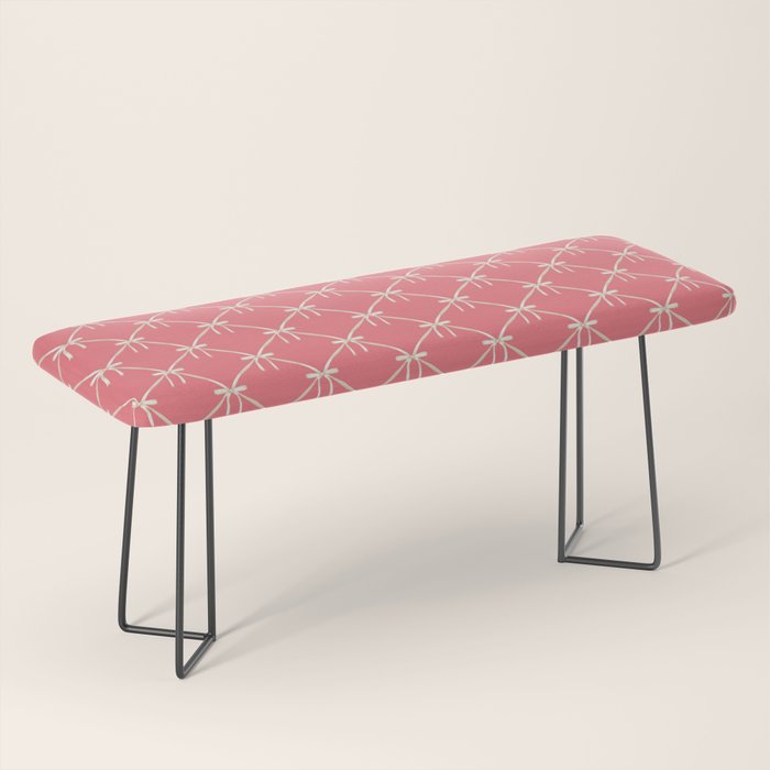 Bows & Ribbons Pattern LII Coral Pink Bench Gallery Image 1