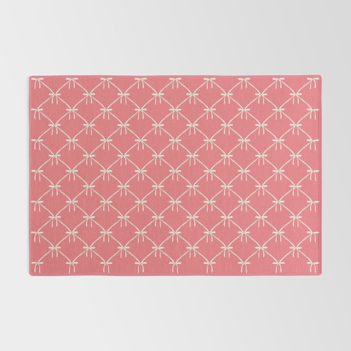 Bows & Ribbons Pattern LII Coral Pink Rug Gallery Image 2