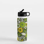 Modern Yellow & Green Floral Pattern Water Bottle Gallery Image 1