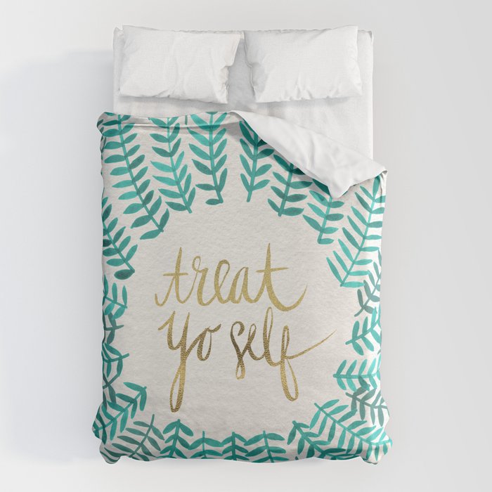 Treat Yo Self - Gold & Turquoise Duvet Cover Gallery Image 6