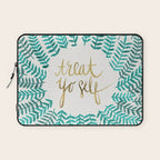 Treat Yo Self â Gold & Turquoise Laptop Sleeve Gallery Image 1