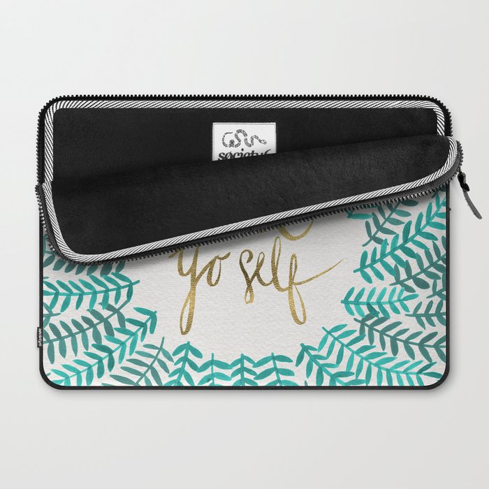 Treat Yo Self â Gold & Turquoise Laptop Sleeve Gallery Image 2