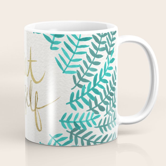 Treat Yo Self - Gold & Turquoise Coffee Mug Gallery Image 1