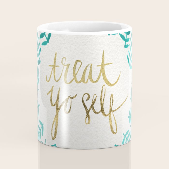 Treat Yo Self - Gold & Turquoise Coffee Mug Gallery Image 4