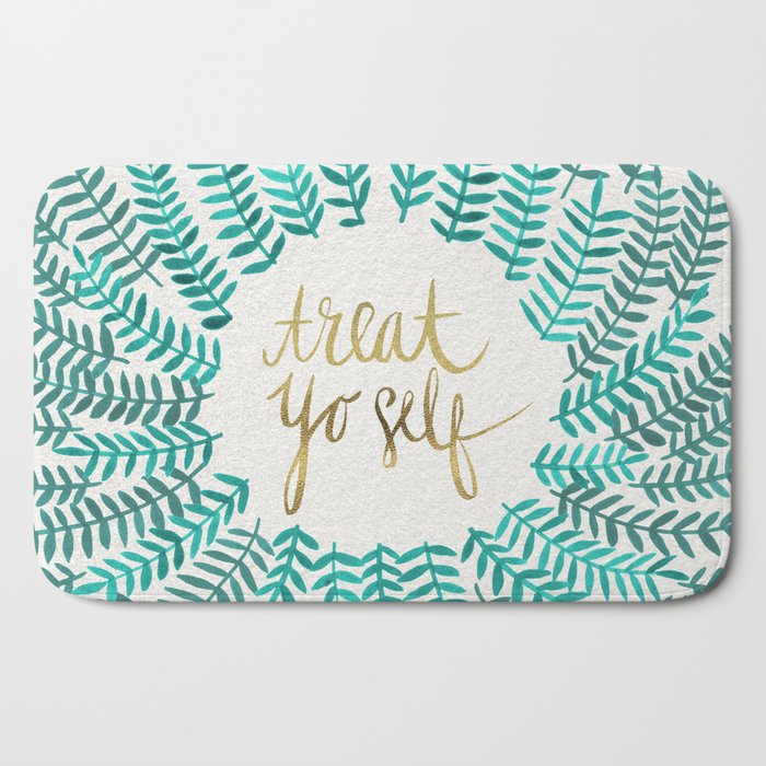 Treat Yo Self â Gold & Turquoise Bath Mat Gallery Image 2