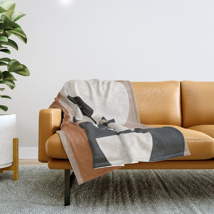 Modern Abstract Minimal Shapes Branches Art 9 Throw Blanket Gallery Image 1