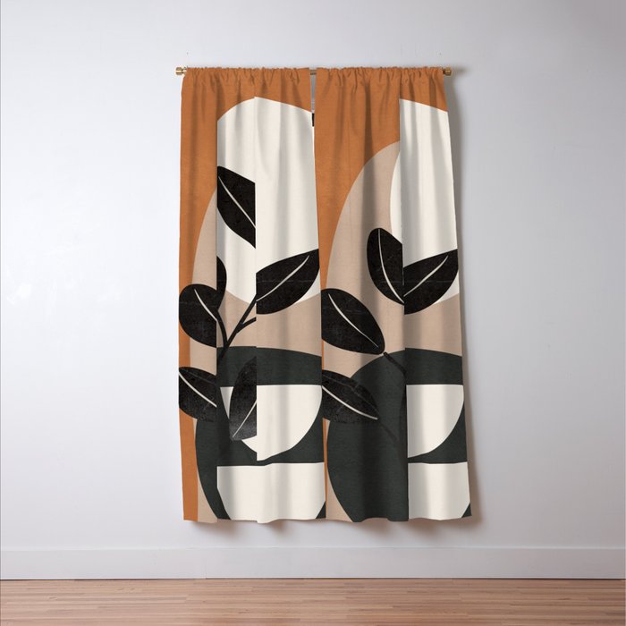 Modern Abstract Minimal Shapes Branches Art 9 Window Curtain Gallery Image 3