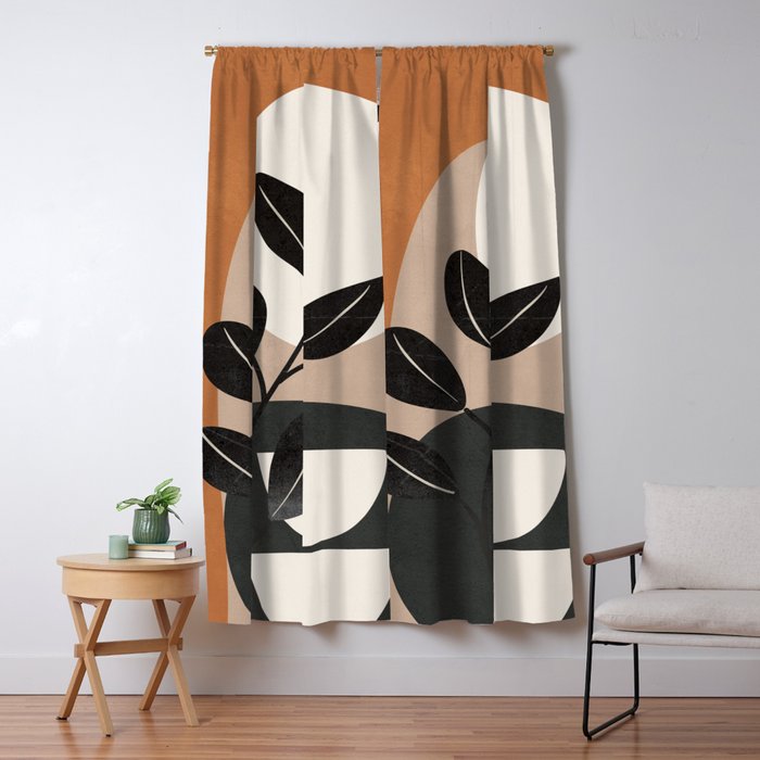 Modern Abstract Minimal Shapes Branches Art 9 Window Curtain Gallery Image 5