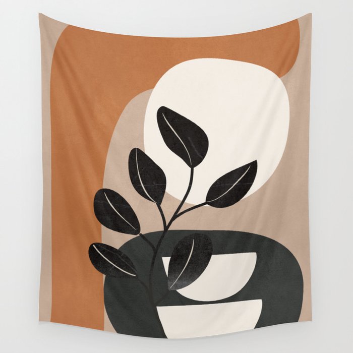 Modern Abstract Minimal Shapes Branches Art 9 Wall Tapestry Gallery Image 4
