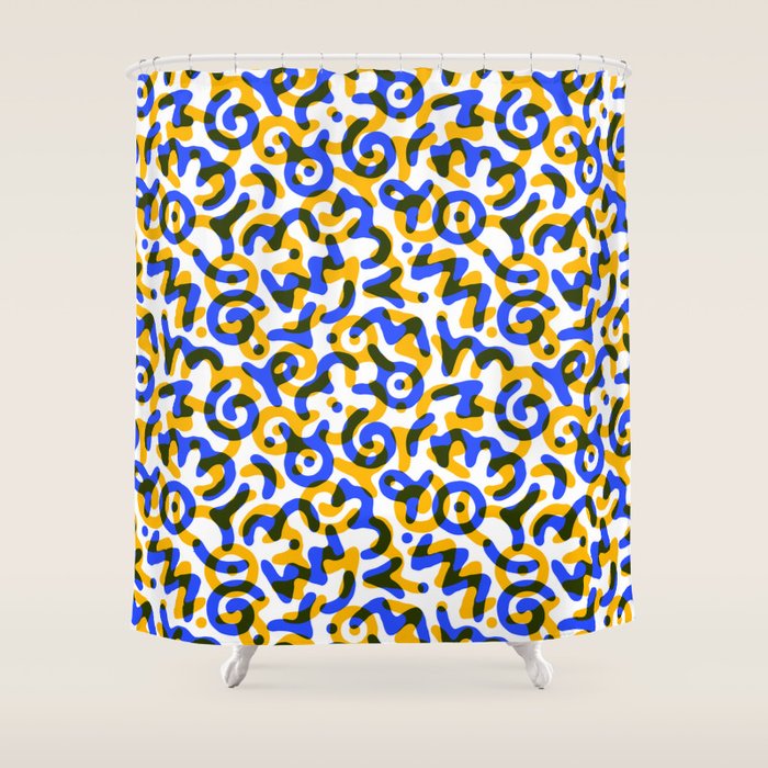 Abstract colorful doodle art pattern Shower Curtain Gallery Image 1