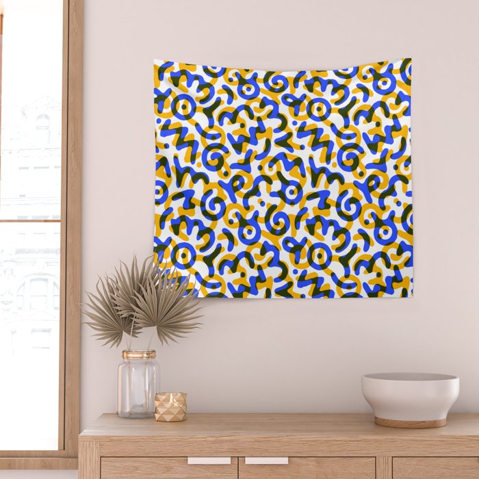 Abstract colorful doodle art pattern Wall Tapestry Gallery Image 2