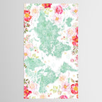 Mint green and hot pink watercolor world map with cities Tablecloth Gallery Image 2