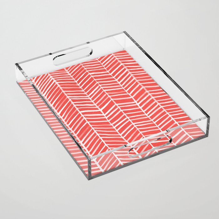 Coral Herringbone Acrylic Tray Gallery Image 1