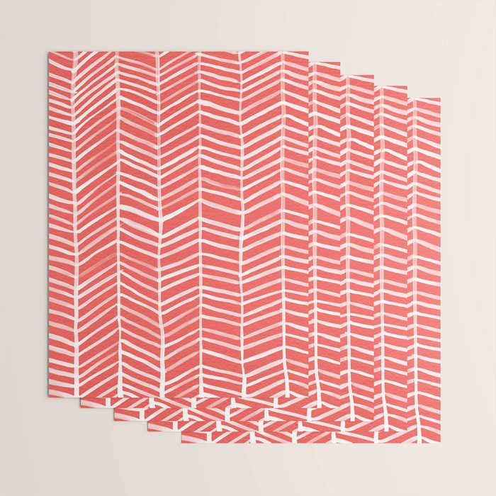Coral Herringbone Wrapping Paper Gallery Image 3