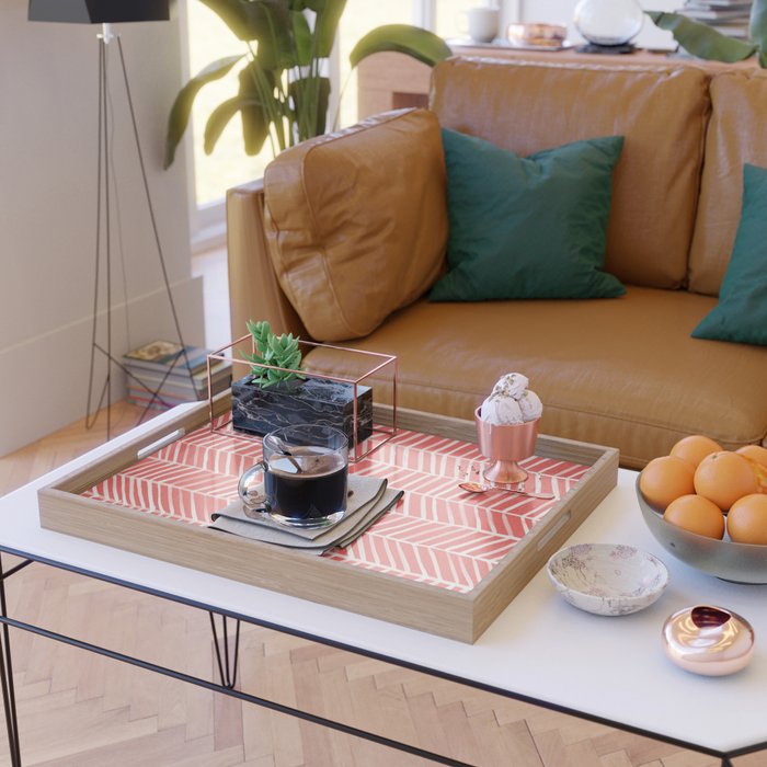 Coral Herringbone Serving Tray Gallery Image 2