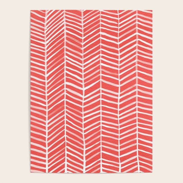 Coral Herringbone Poster Gallery Image 4