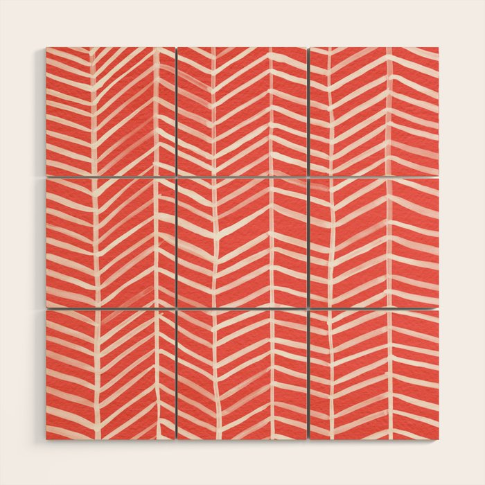 Coral Herringbone Wood Wall Art Gallery Image 1