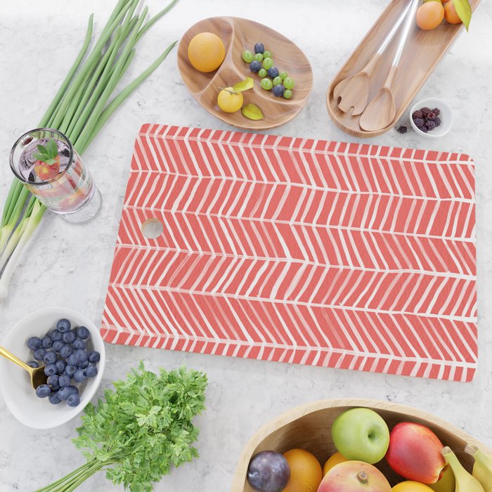 Coral Herringbone Cutting Board Gallery Image 2