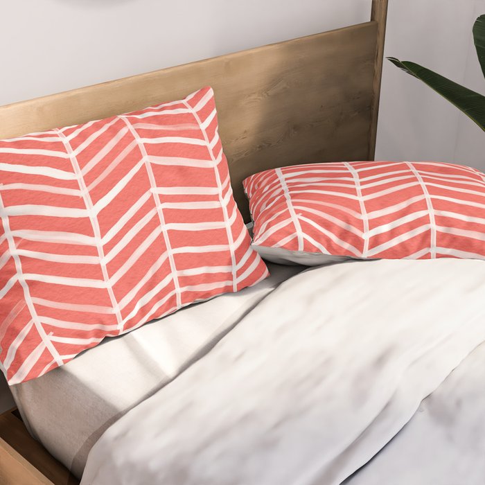 Coral Herringbone Pillow Sham Gallery Image 2