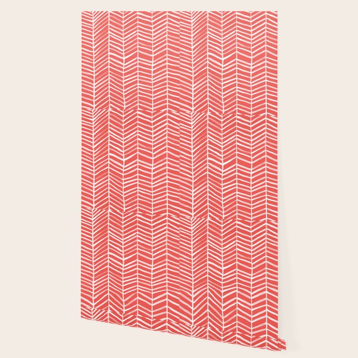 Coral Herringbone Wallpaper Gallery Image 2