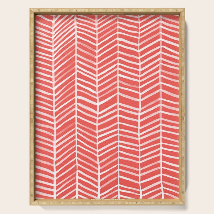 Coral Herringbone Serving Tray Gallery Image 1