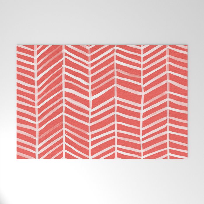 Coral Herringbone Welcome Mat Gallery Image 1