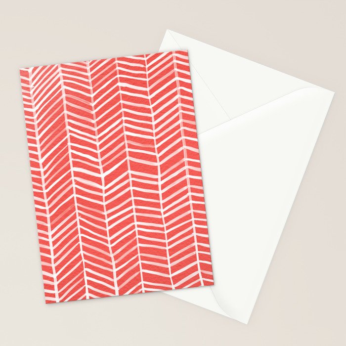 Coral Herringbone Stationery Card Gallery Image 2