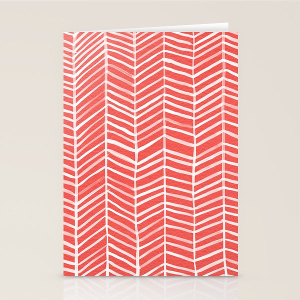 Coral Herringbone Stationery Card Gallery Image 1