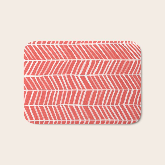Coral Herringbone Bath Mat Gallery Image 1