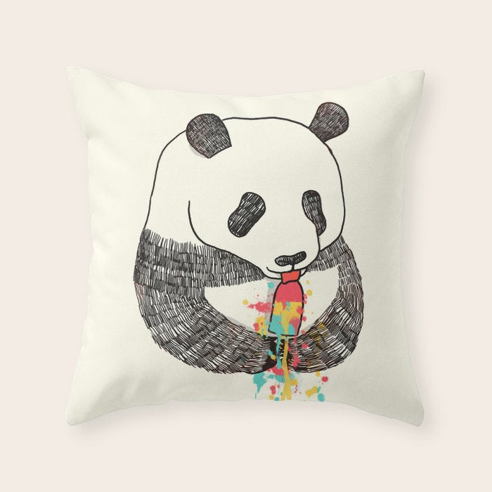 Panda Loves Ice Cream Throw Pillow Gallery Image 6