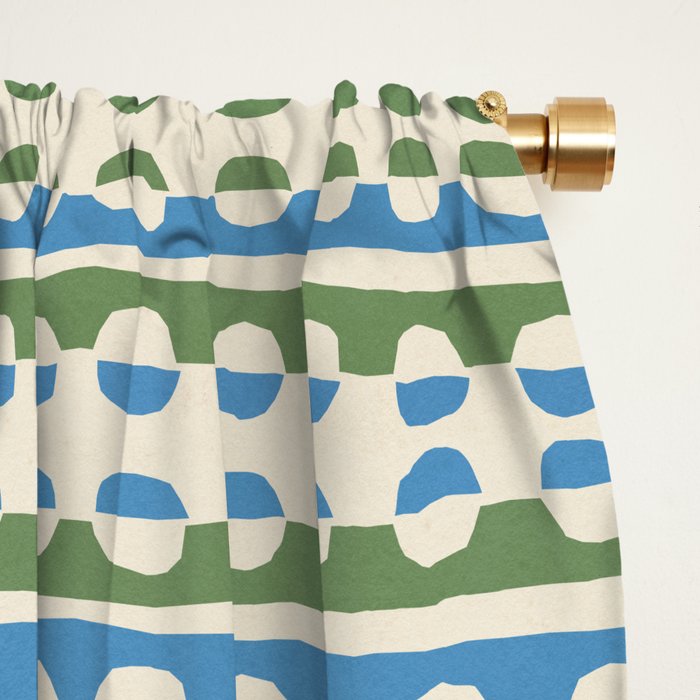 Dots and Lines - Blue and Green Window Curtain Gallery Image 2