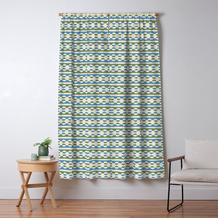 Dots and Lines - Blue and Green Window Curtain Gallery Image 1