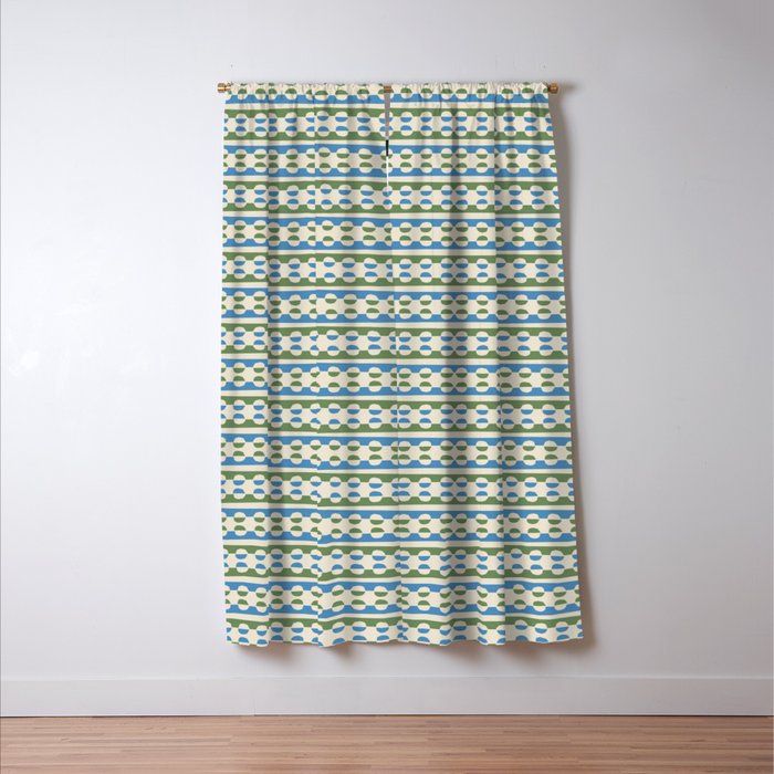 Dots and Lines - Blue and Green Window Curtain Gallery Image 3