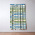 Dots and Lines - Blue and Green Window Curtain Gallery Image 3