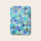 Cobalt Blue, Aqua & Gold Decorative Moroccan Tile Pattern Bath Mat Gallery Image 1