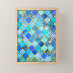 Cobalt Blue, Aqua & Gold Decorative Moroccan Tile Pattern Mini Art Print Gallery Image 1