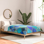 Cobalt Blue, Aqua & Gold Decorative Moroccan Tile Pattern Comforter Gallery Image 2