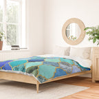 Cobalt Blue, Aqua & Gold Decorative Moroccan Tile Pattern Duvet Cover Gallery Image 2