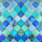 Cobalt Blue, Aqua & Gold Decorative Moroccan Tile Pattern Coffee Mug Gallery Image 2