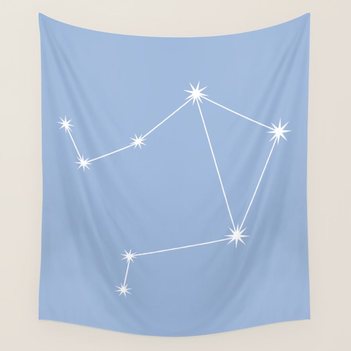 Libra Zodiac Star Constellation Line Art Sky Blue Wall Tapestry Gallery Image 4