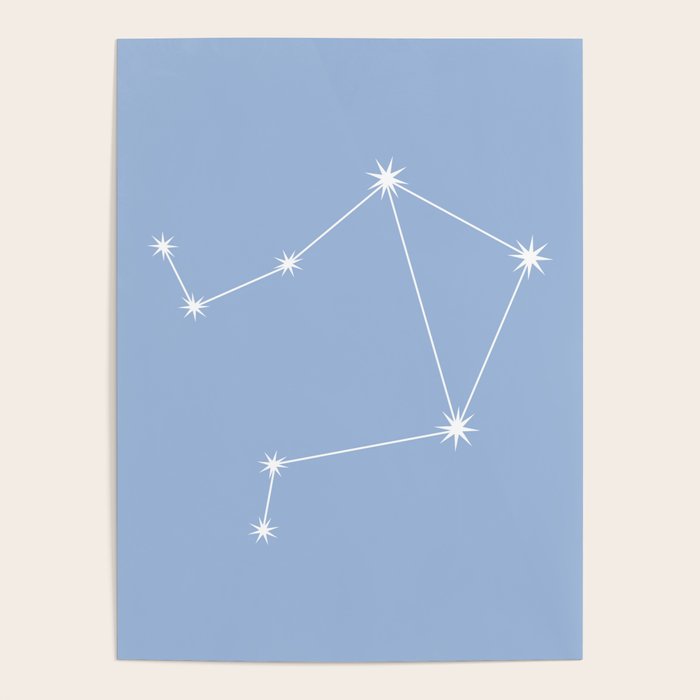 Libra Zodiac Star Constellation Line Art Sky Blue Poster Gallery Image 4