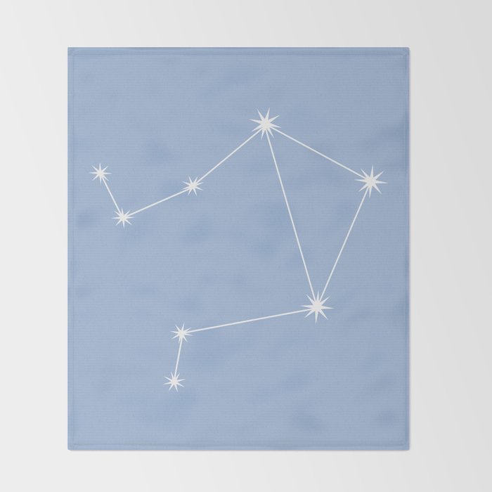 Libra Zodiac Star Constellation Line Art Sky Blue Throw Blanket Gallery Image 2