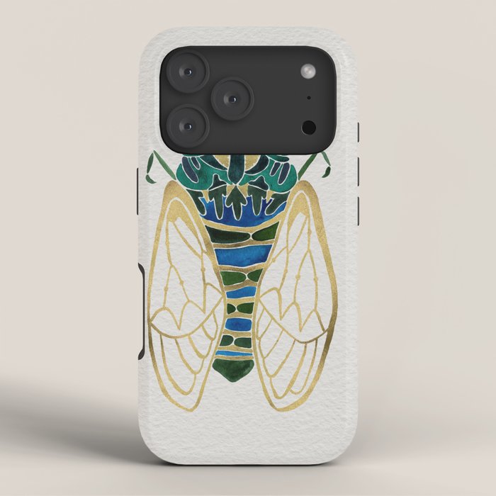 Green & Gold Cicada iPhone Case Gallery Image 3